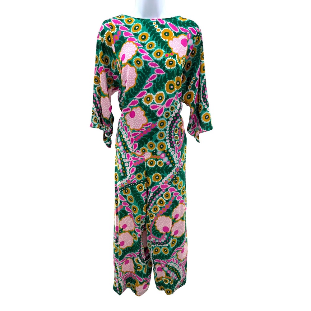 Weekend Max Mara Jupiter Pure Silk 2 Pc Set Psychedelic Floral Silk Top Pants‎ M